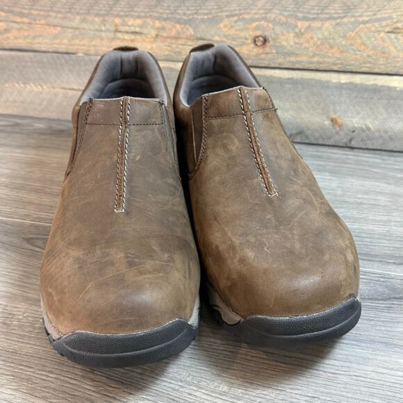 Duluth Wild Boar Leather Smooth Toe Shoe Size 14 Moccasin Slip On Brown Comfort - Picture 4 of 13